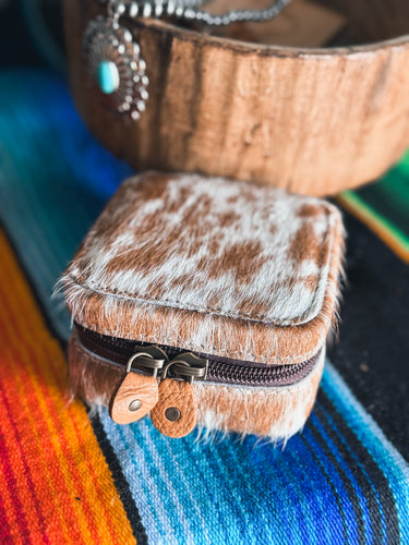 Mini Cowhide Tan Jewelry Box